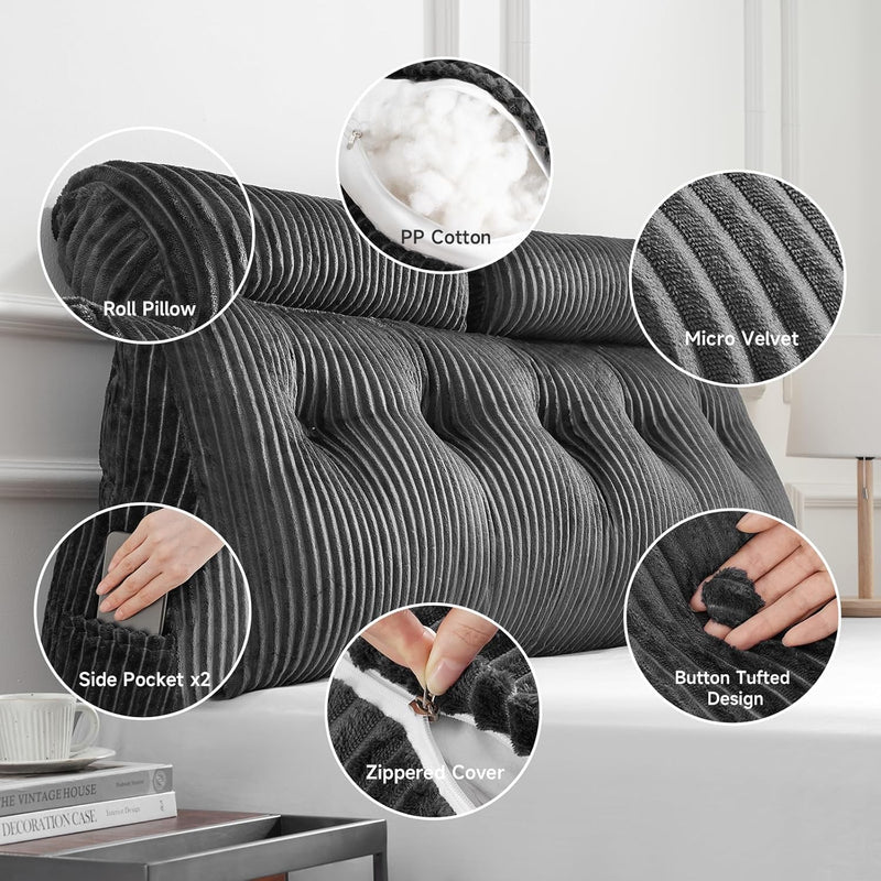 Large Wedge Back Pillows Headboard Triangular Rest Reading
