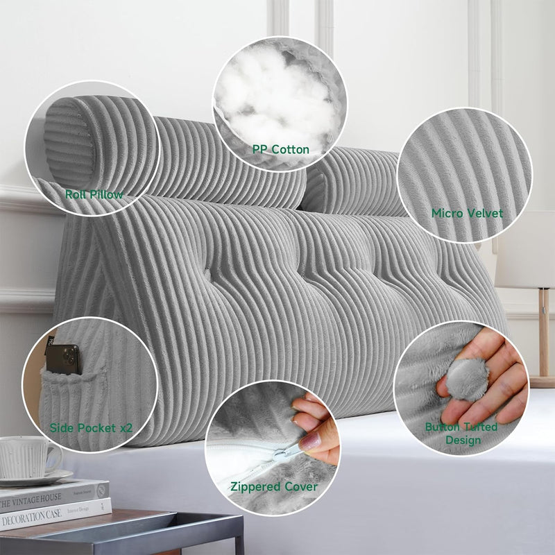 Large Wedge Back Pillows Headboard Triangular Rest Reading
