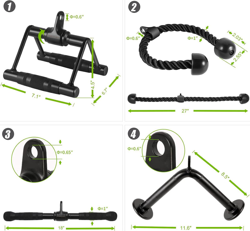Lat Pulldown Attachments Combo Cable Machine Accessories