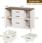 Farmhouse Lateral Filing Cabinet 3 Drawer Wooden File