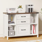 Farmhouse Lateral Filing Cabinet 3 Drawer Wooden File