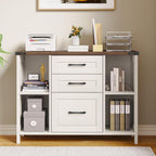 Farmhouse Lateral Filing Cabinet 3 Drawer Wooden File