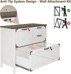 Farmhouse Lateral Filing Cabinet 3 Drawer Wooden File