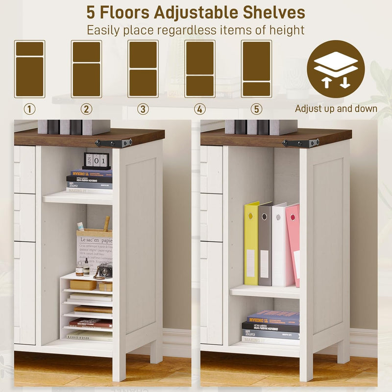 Farmhouse Lateral Filing Cabinet 3 Drawer Wooden File