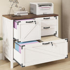 Farmhouse Lateral Filing Cabinet 3 Drawer Wooden File