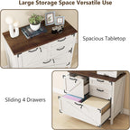 Farmhouse Lateral Filing Cabinet 3 Drawer Wooden File
