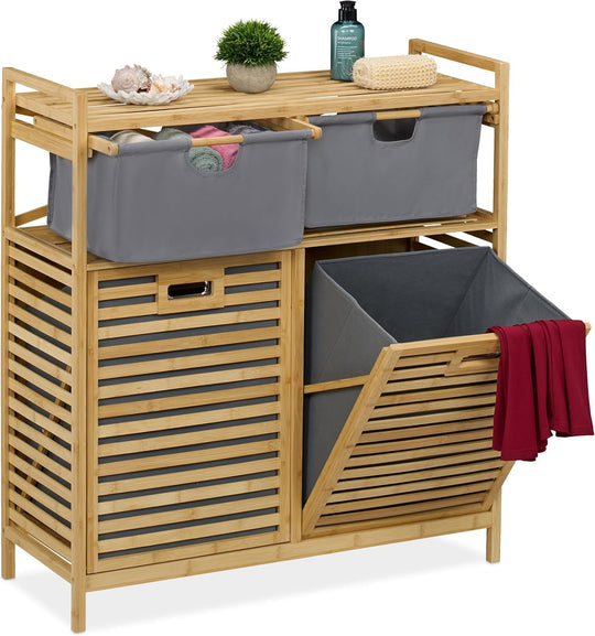 Laundry Basket Rack 2 Fabric Hampers 40L
