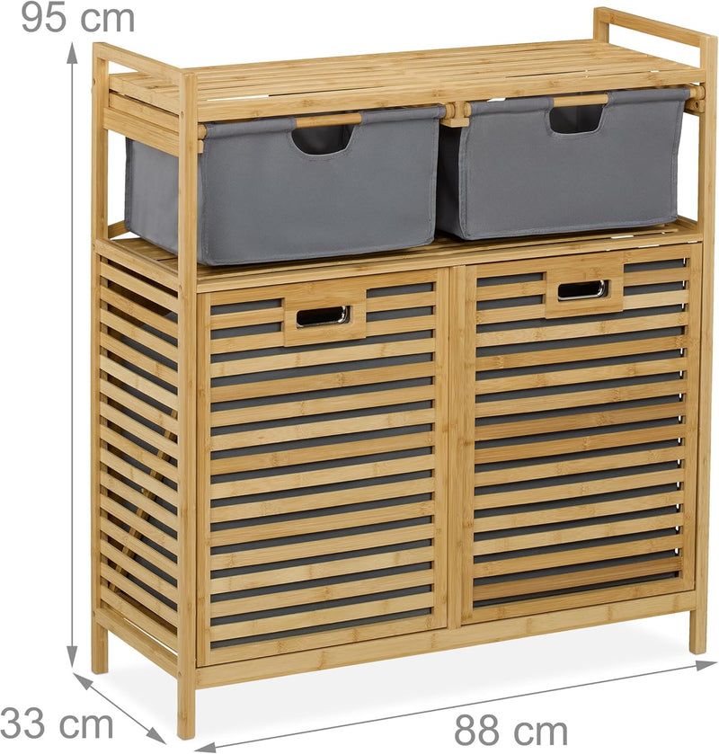 Laundry Basket Rack 2 Fabric Hampers