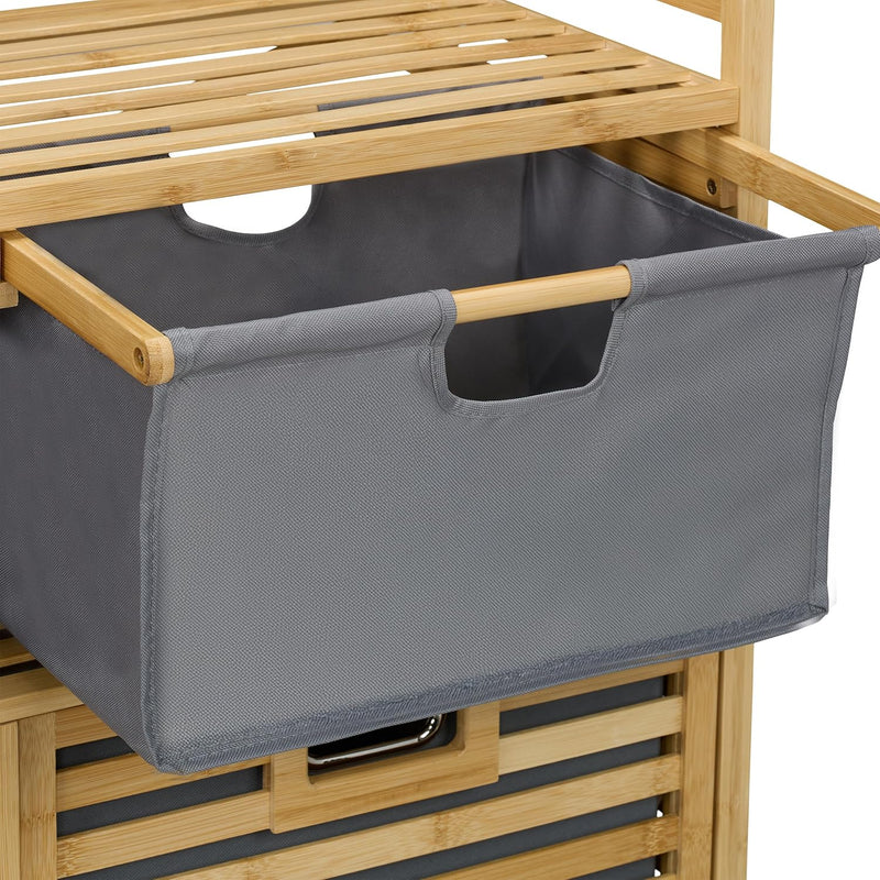 Laundry Basket Rack 2 Fabric Hampers