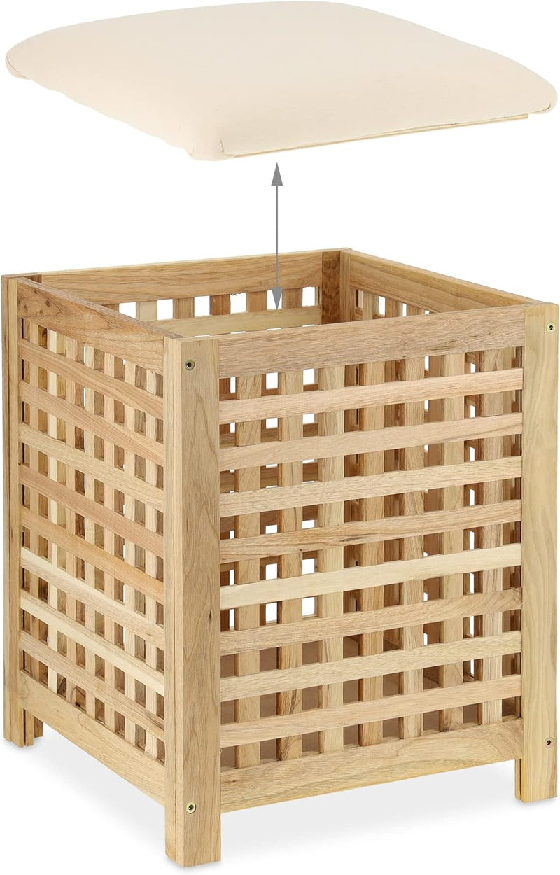 Laundry Basket with Seat Walnut 50x39x39CM