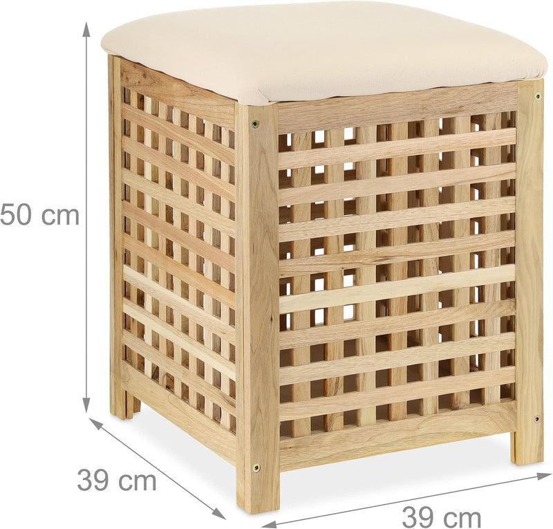 Laundry Basket with Seat Walnut 50x39x39CM