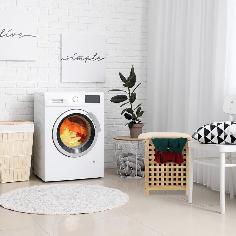 Laundry Basket with Seat Walnut 50x39x39CM
