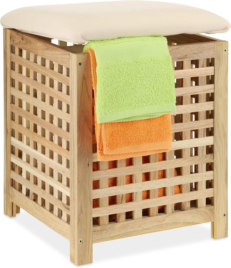 Laundry Basket with Seat Walnut 50x39x39CM