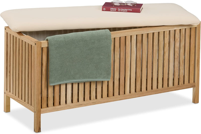 Laundry Chest with Seat Storage Bench Bathroom Stool
