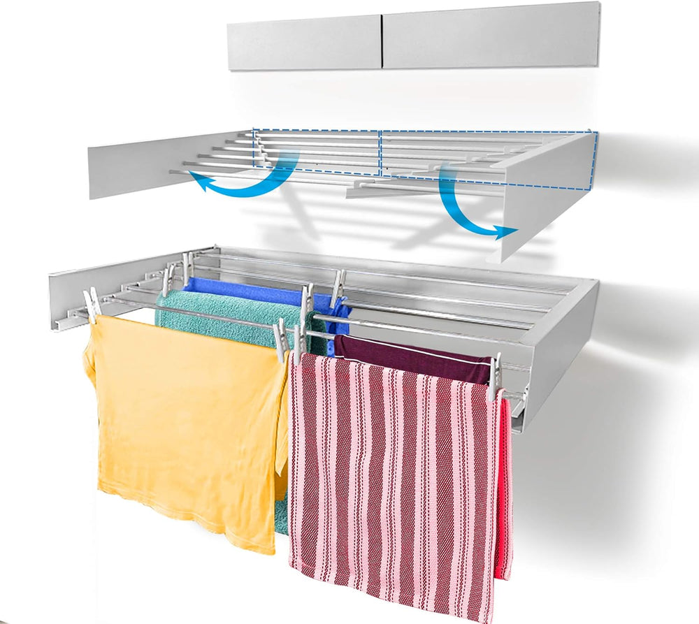 Laundry Drying Rack Wall Mounted Retractable Clothes 25KG