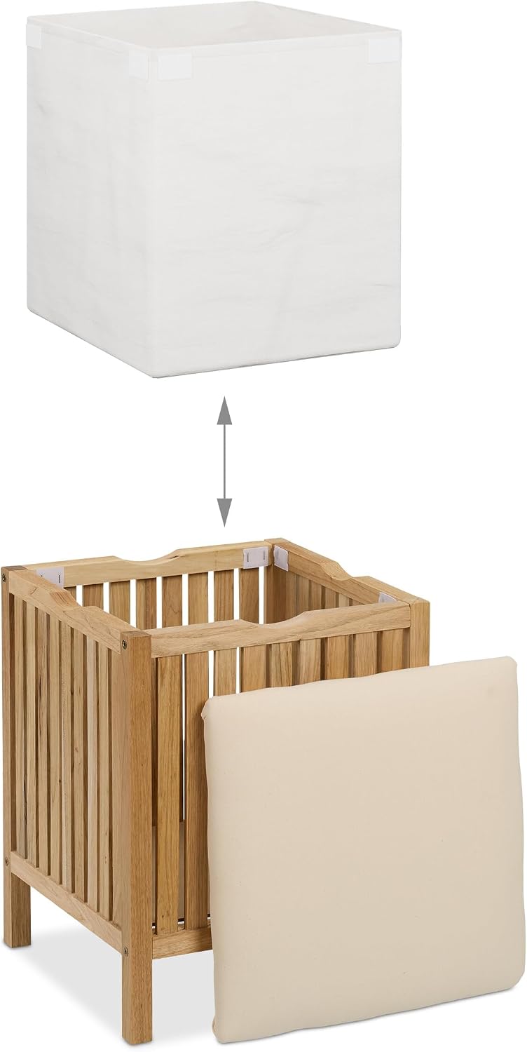 Laundry Hamper with Seat Bathroom Stool Storage 30L