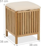 Laundry Hamper with Seat Bathroom Stool Storage 30L