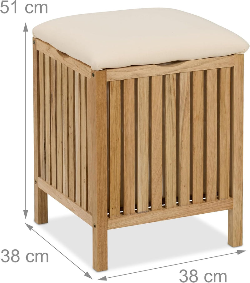 Laundry Hamper with Seat Bathroom Stool Storage 30L