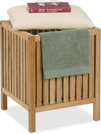 Laundry Hamper with Seat Bathroom Stool Storage 30L