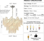 Leaf Textured Glass Chandelier Chrome Pendant for Dining