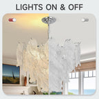 Leaf Textured Glass Chandelier Chrome Pendant for Dining