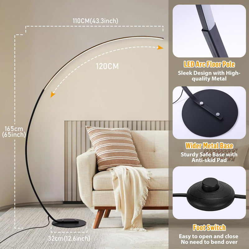LED Arc Floor Lamp Dimmable Modern Standing