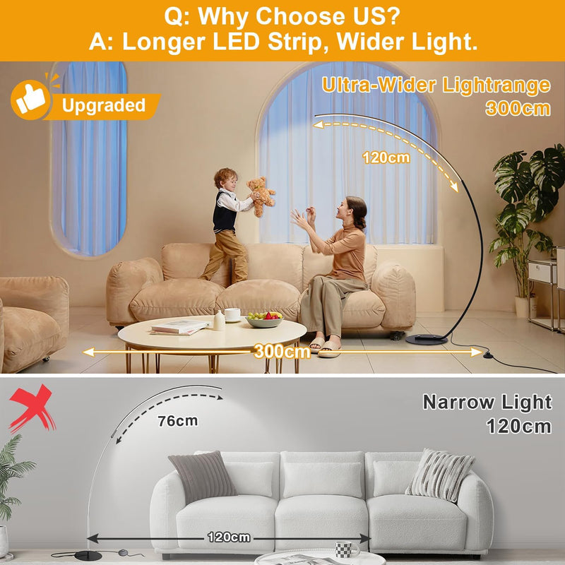 LED Arc Floor Lamp Dimmable Modern Standing