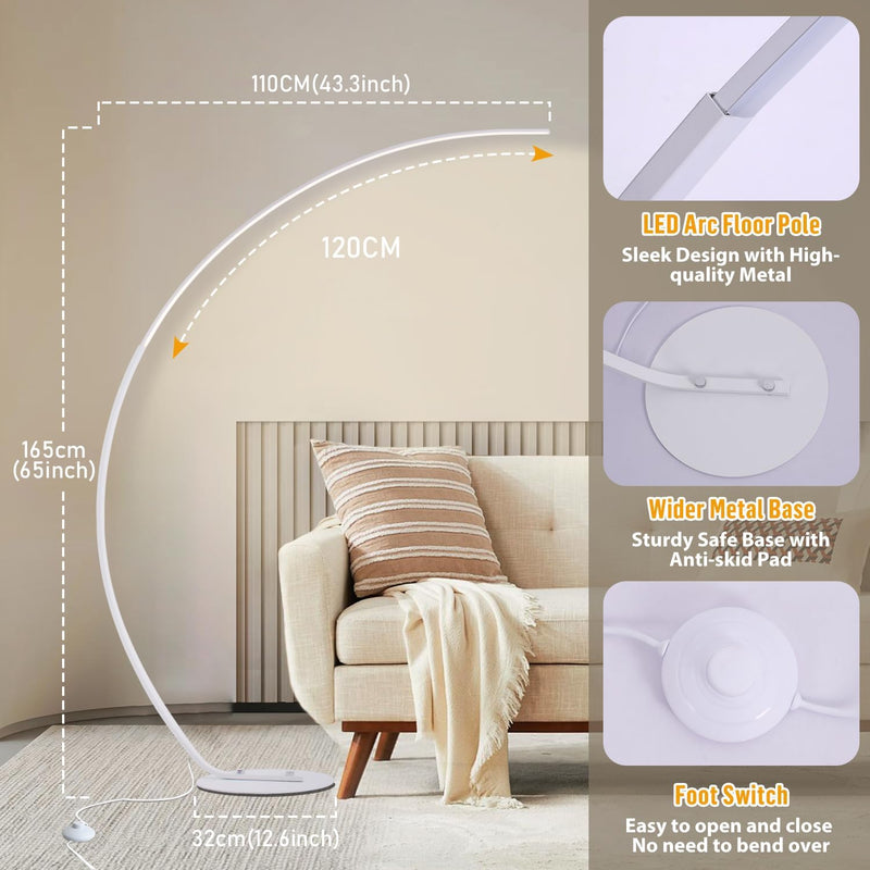 LED Arc Floor Lamp Dimmable Modern Standing