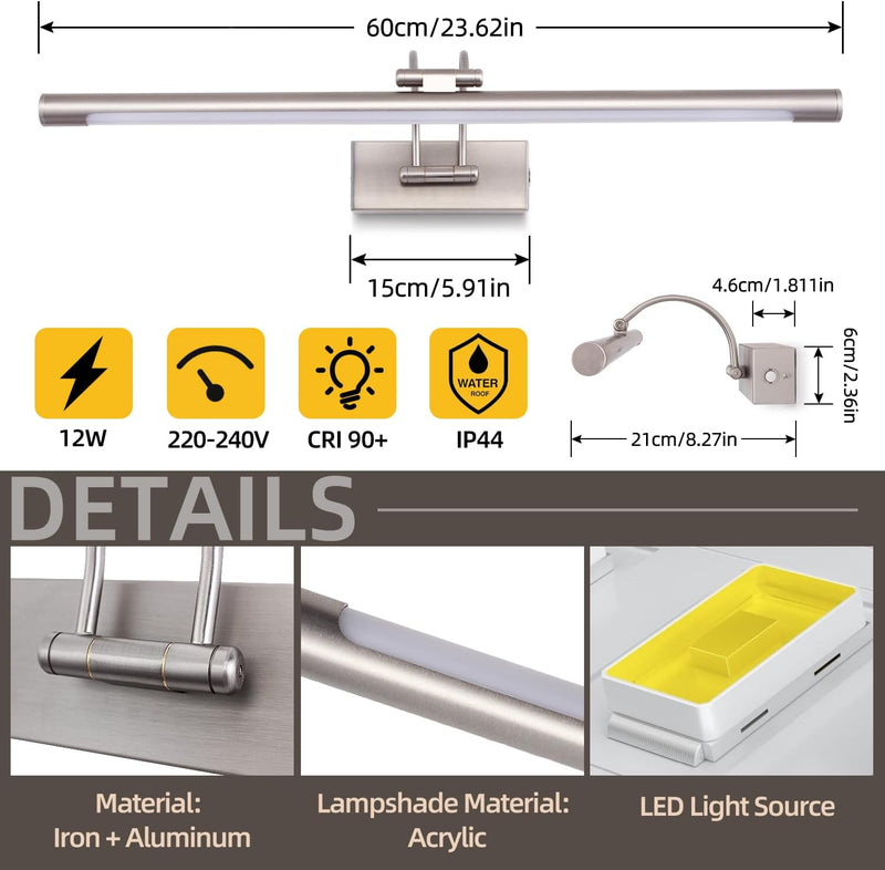 LED Bathroom Vanity Light Fixture 12W 60CM Cabinet