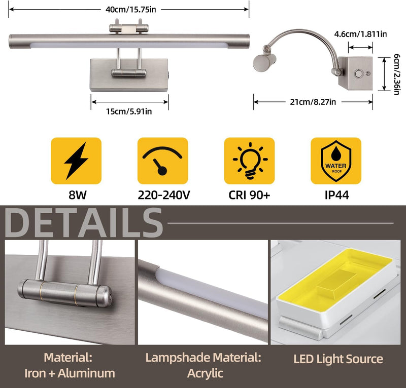 LED Bathroom Vanity Light Fixture 12W 60CM Cabinet