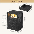 LED Bedside Table with Charging Station