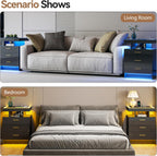 LED Bedside Table with Glass Top and 3