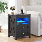 LED Bedside Table with Hidden Drawer for Bedroom