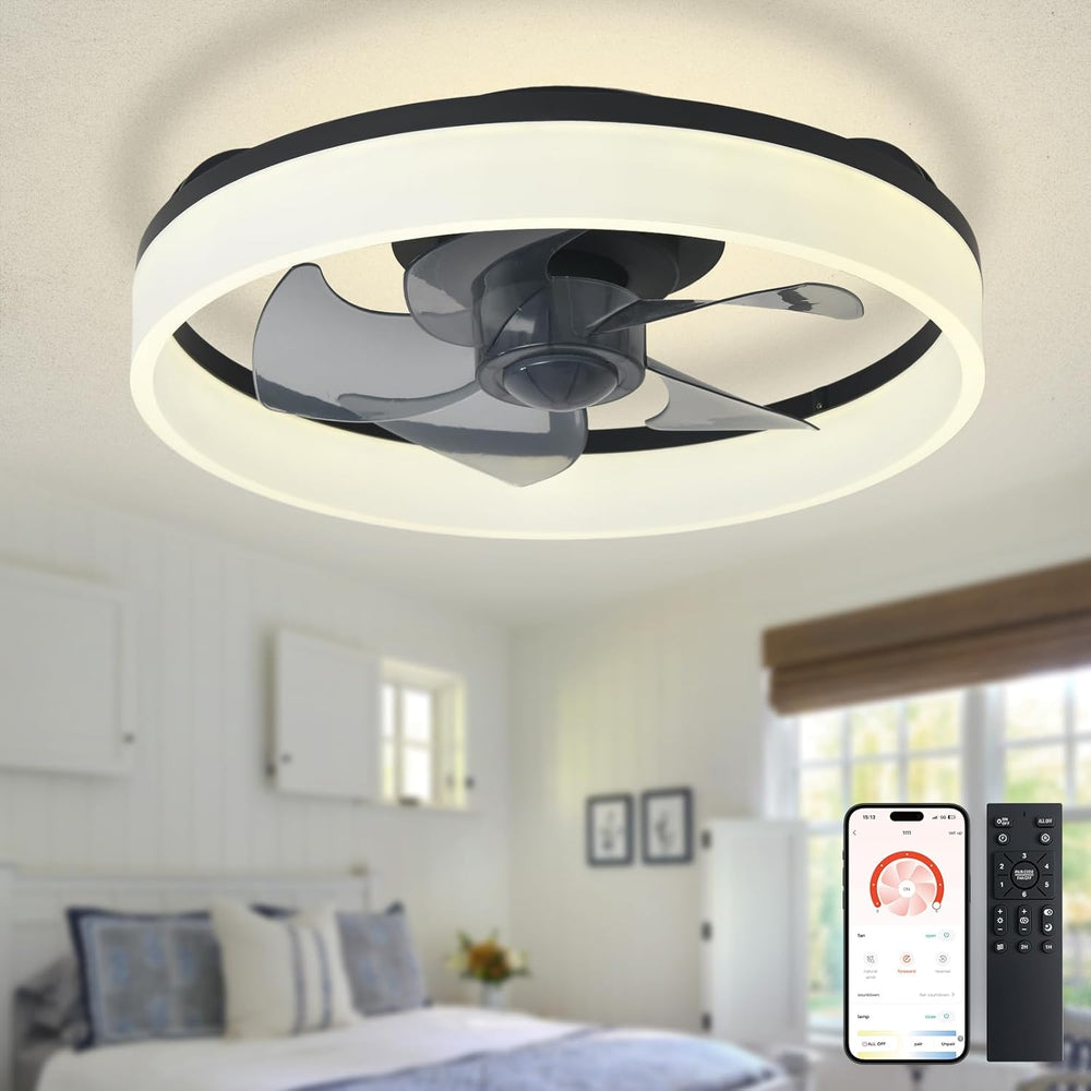 LED Ceiling Fan with Light: 16" Modern Low