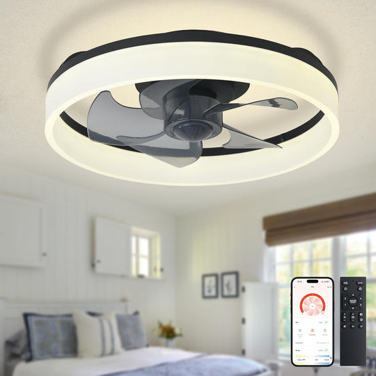 LED Ceiling Fan with Light: 16" Modern Low