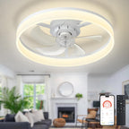 LED Ceiling Fan with Light: 16" Modern Low