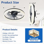 LED Ceiling Fan with Light: 16" Modern Low