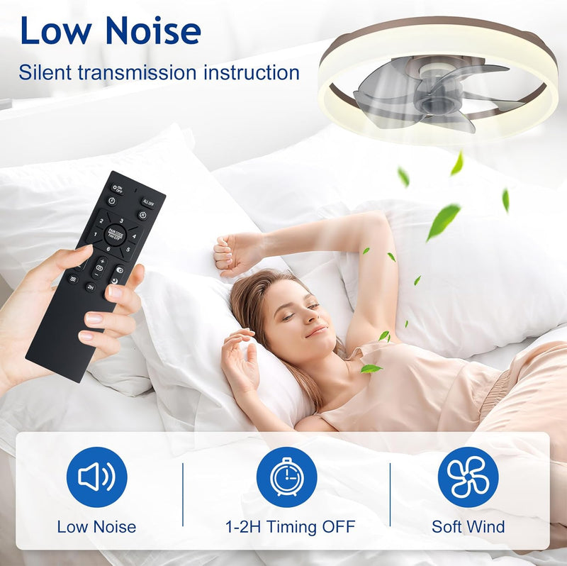 LED Ceiling Fan with Light: 16" Modern Low