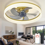 LED Ceiling Fan with Light: 16" Modern Low