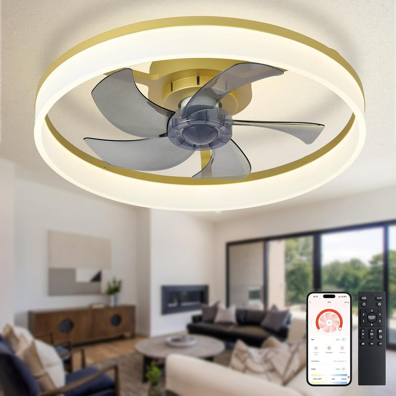 LED Ceiling Fan with Light: 16" Modern Low