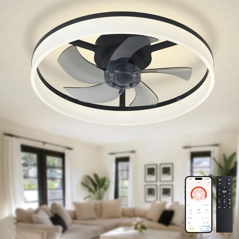 LED Ceiling Fan with Light: 16" Modern Low