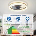 LED Ceiling Fan with Light: 16" Modern Low
