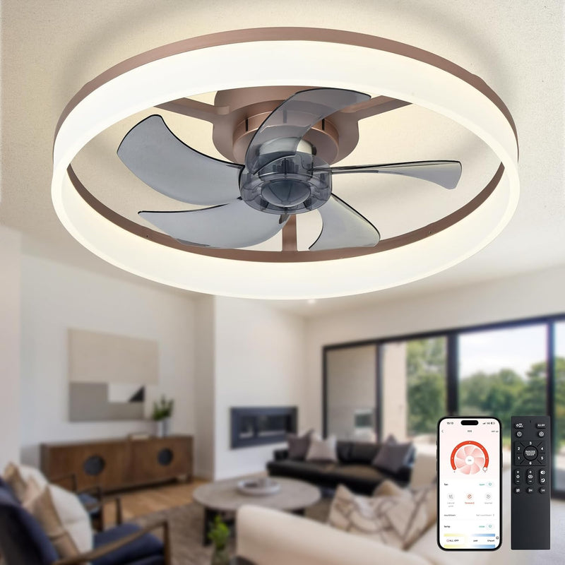 LED Ceiling Fan with Light: 16" Modern Low