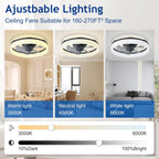 LED Ceiling Fan with Light: 16" Modern Low