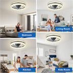 LED Ceiling Fan with Light: 16" Modern Low