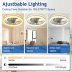LED Ceiling Fan with Light: 16" Modern Low