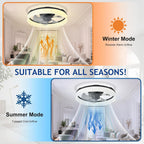 LED Ceiling Fan with Light: 16" Modern Low