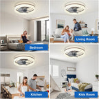 LED Ceiling Fan with Light: 16" Modern Low