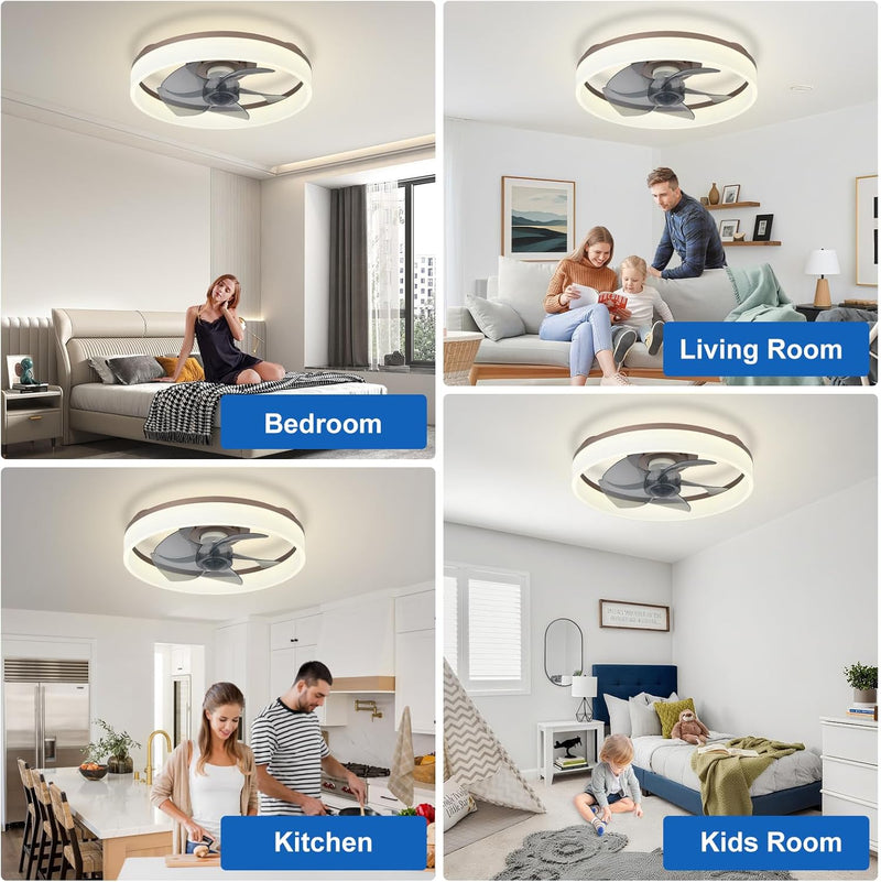 LED Ceiling Fan with Light: 16" Modern Low