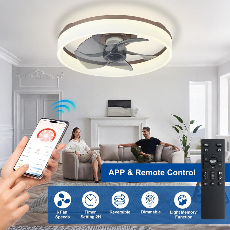 LED Ceiling Fan with Light: 16" Modern Low